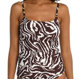 La Blanca Fierce Lines Side-Shirred Underwire Tankini Top size 8